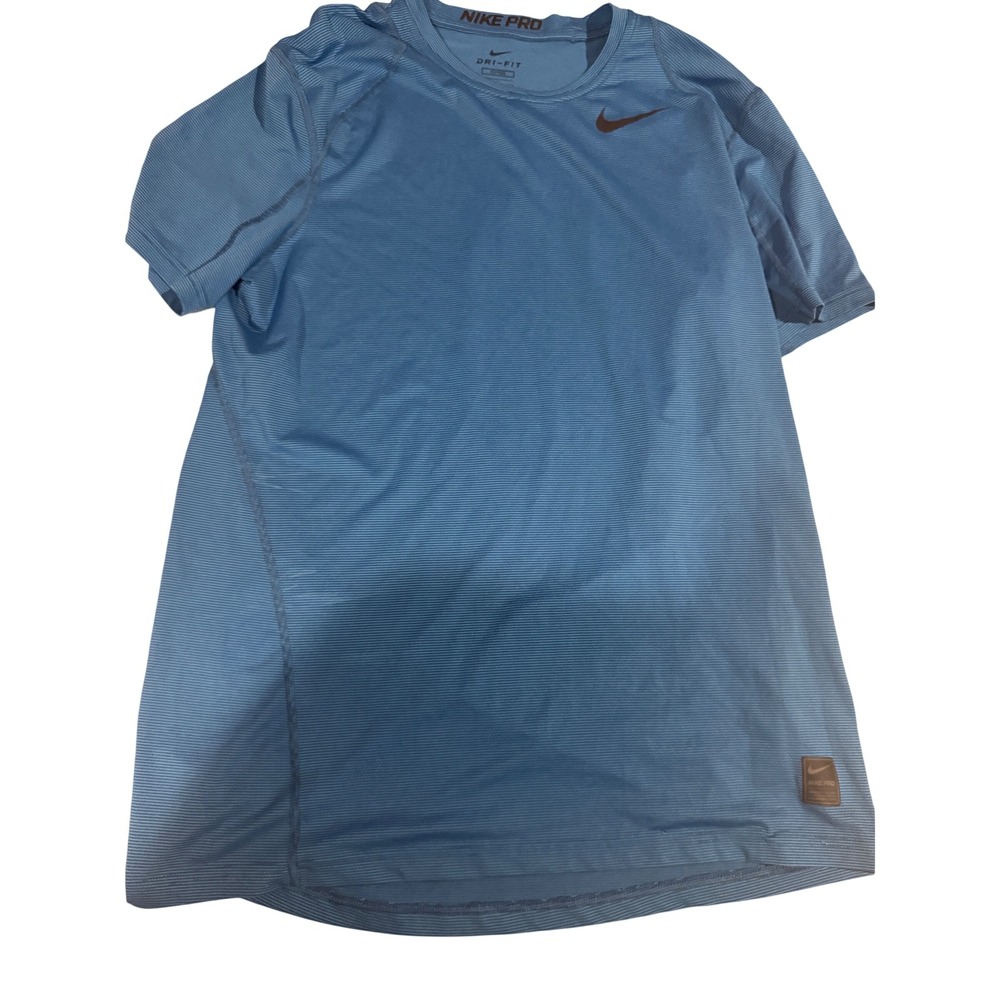 Nike Pro Dri-FIT Fitted Training Shirt Mens Large Blue Short Sleeve Athletic Tee